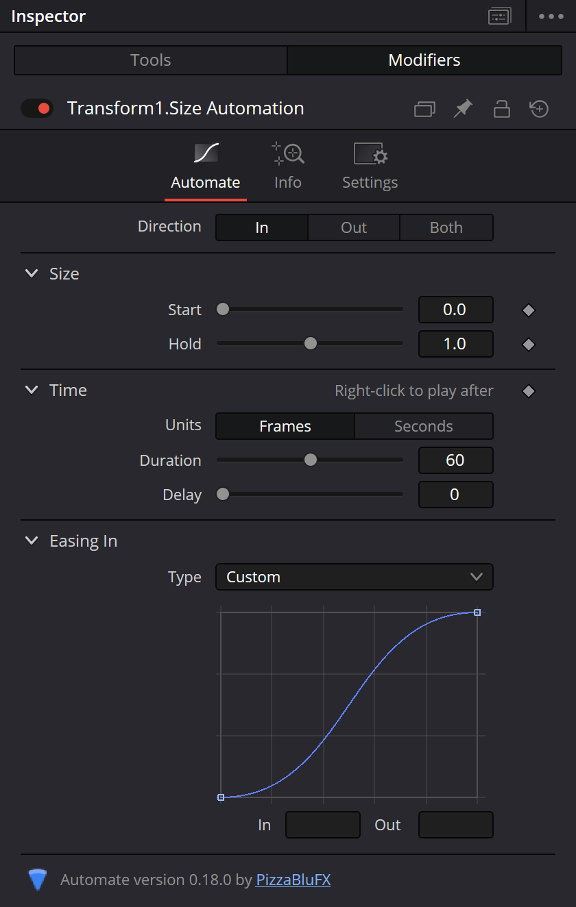  DaVinci Resolve inspector for Automate Modifier